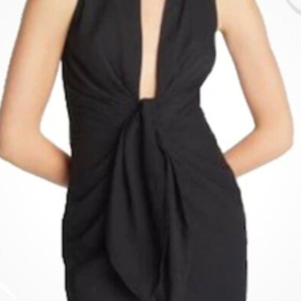 Choosy Black Plunging knot front Sleeveless Dress Mini collar 10 Party